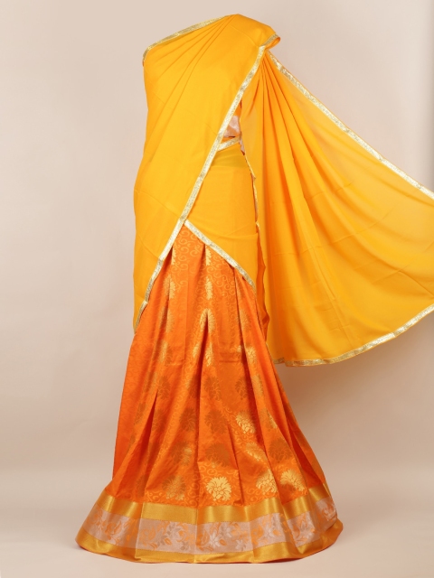 

Pothys Yellow Woven Design Poly Chiffon Half Saree