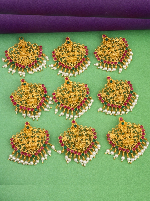 

Alankruthi Gold-Toned & Pink Set of 7 and more Embellished Hair Accessory Set