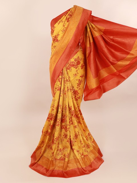 

Pothys Yellow Pure Silk Printed Banarasi Saree
