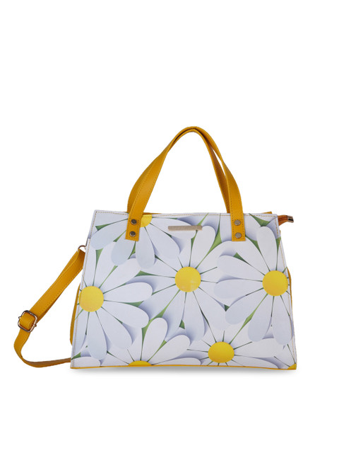 

Lapis O Lupo Yellow & Grey Floral Printed Handheld Bag