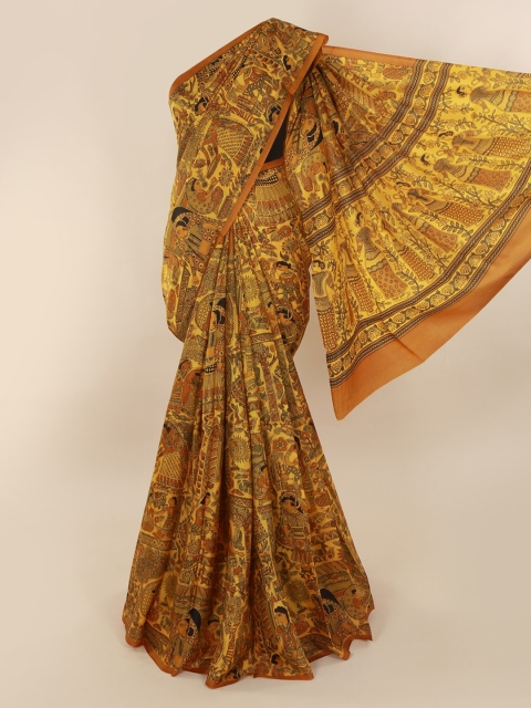 

Pothys Mustard Pure Silk Woven Design Bagh Saree