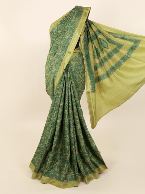 

Pothys Green Printed Pure Silk Saree
