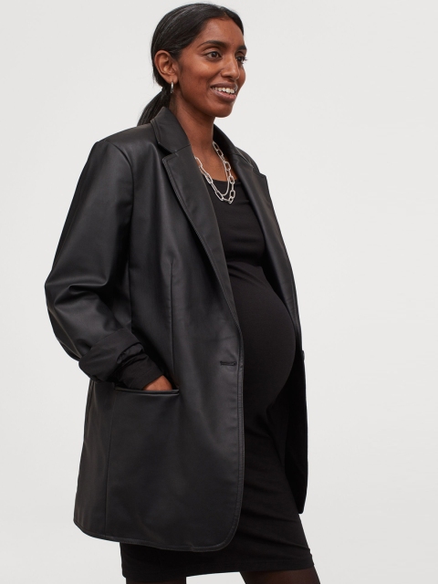 

H&M MAMA Black Solid Cotton jersey Sustainable Dress