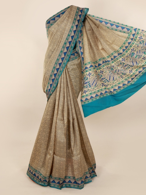 

Pothys Tan Pure Silk Printed Bagh Saree