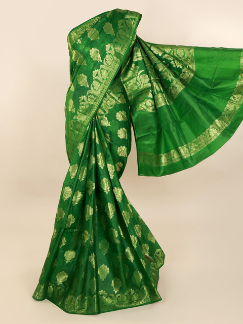 

Pothys Green Pure Silk Woven Design Tussar Saree