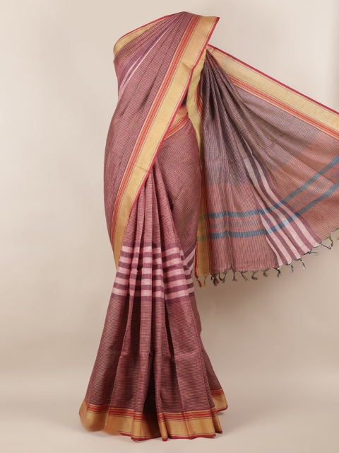 

Pothys Multicoloured & Red Linen Blend Solid Saree, Multi