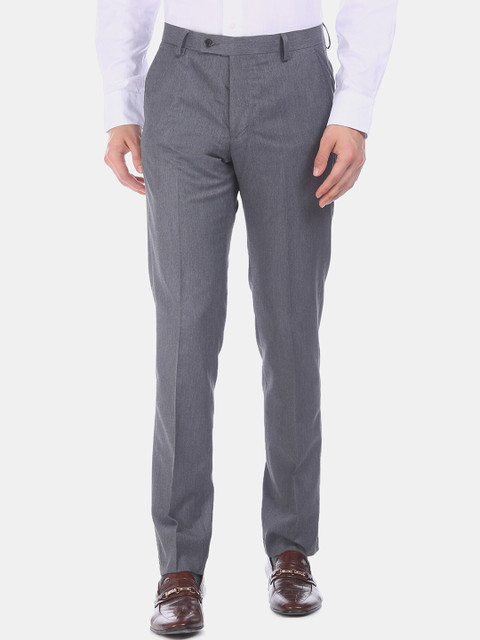 

Arrow Men Grey Regular Fit Solid Formal Trousers