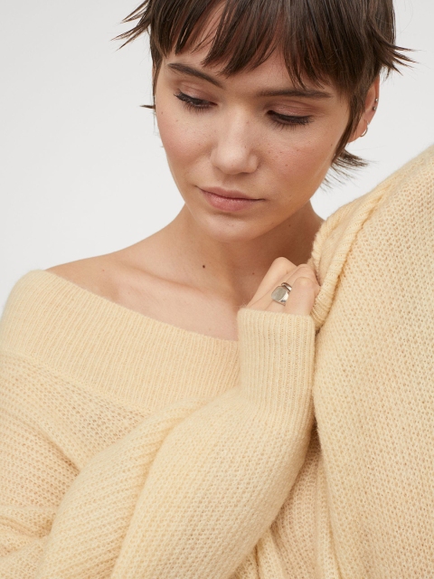 

H&M Women Yellow Knitted jumper