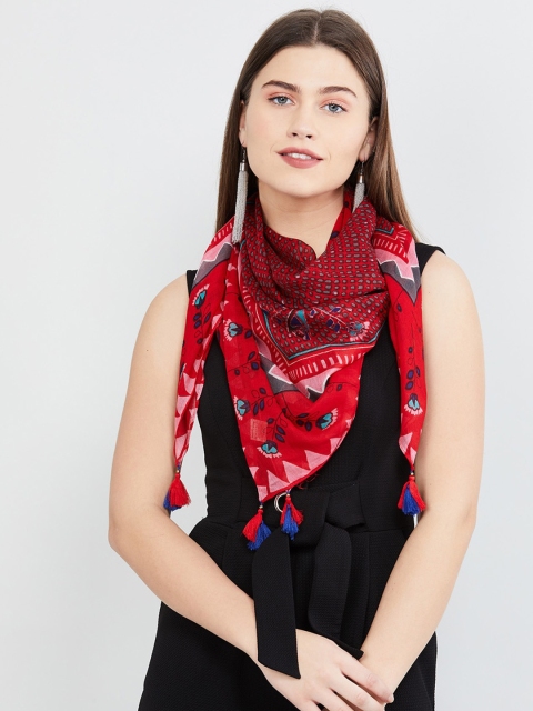 max Women Red & Grey Printed Scarf