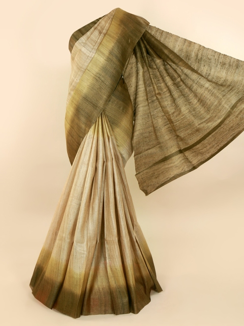 

Pothys Cream-Coloured & Beige Jute Silk Solid Saree
