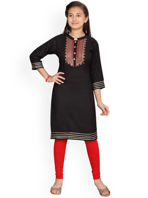 

Aarika Girls Black Yoke Design Kurta with Churidar
