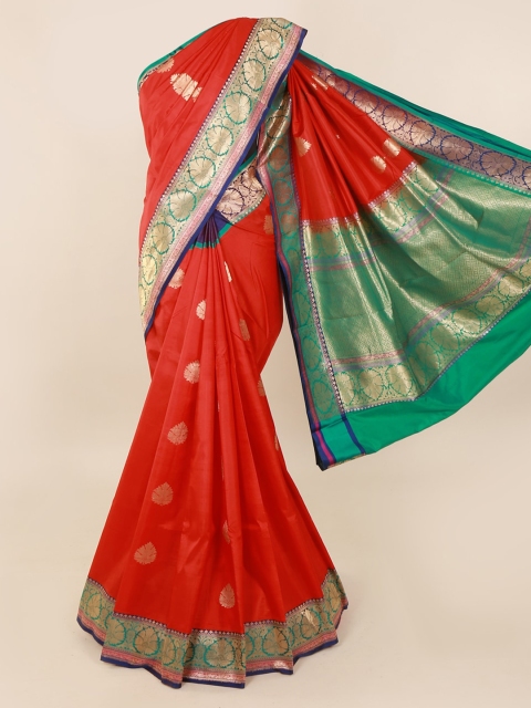 

Pothys Red & Green Pure Silk Woven Design Saree