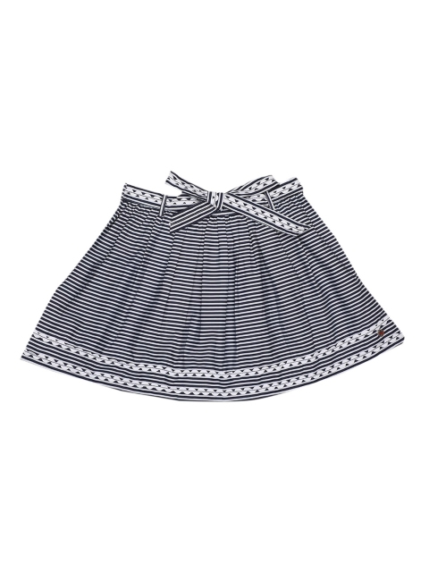 ELLE Girls Navy Blue & White Striped A-Line Mini Skirt