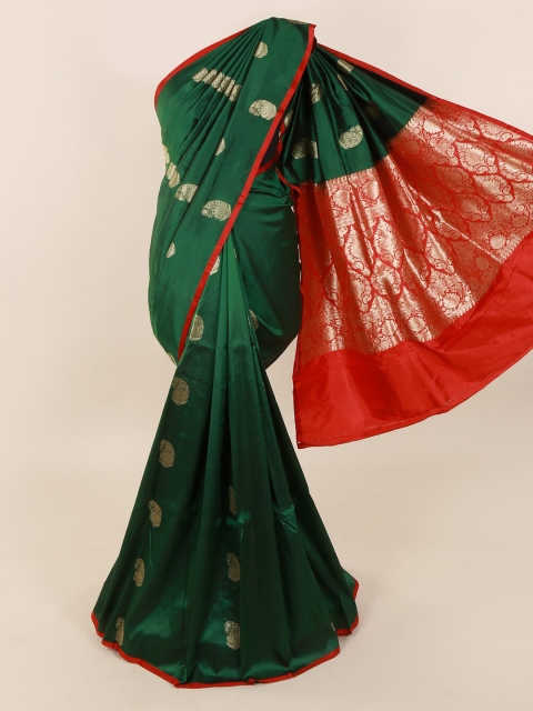 

Pothys Green & Gold-Toned Pure Silk Woven Design Saree