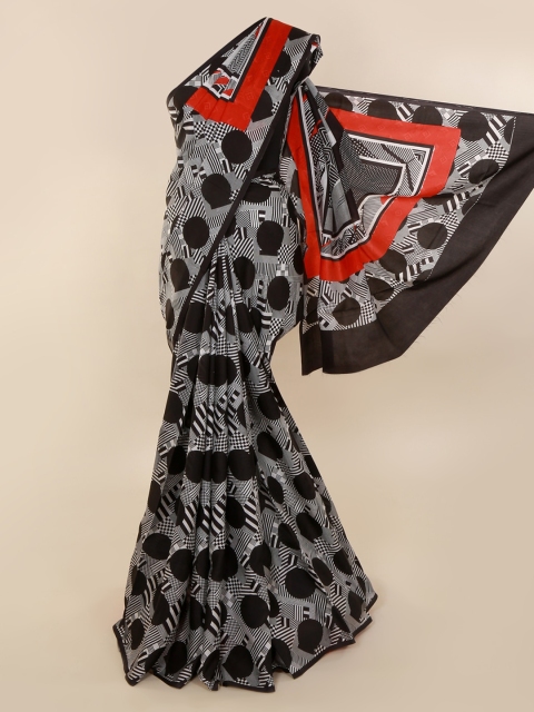 

Pothys Black Pure Silk Printed Bagh Saree