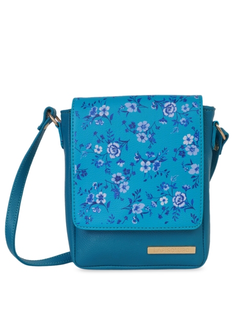 

Lapis O Lupo Turquoise Blue Floral Printed Sling Bag