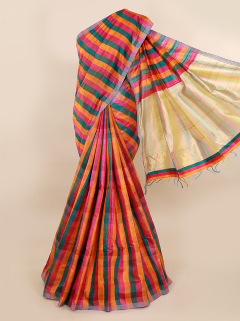 

Pothys Multicoloured Striped Jute Silk Saree, Multi