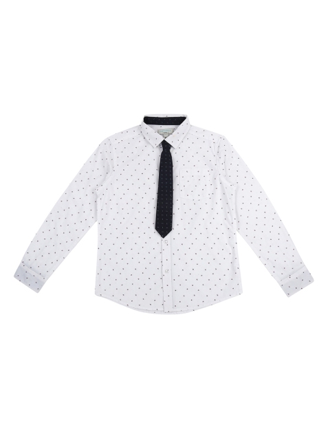 

Pantaloons Junior Boys White Regular Fit Printed Casual Shirt
