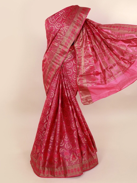 

Pothys Pink & Gold-Coloured Pure Silk Woven Design Tussar Saree