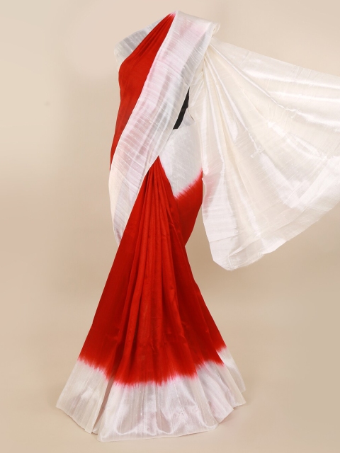 

Pothys Red & Silver-Coloured Jute Silk Solid Saree