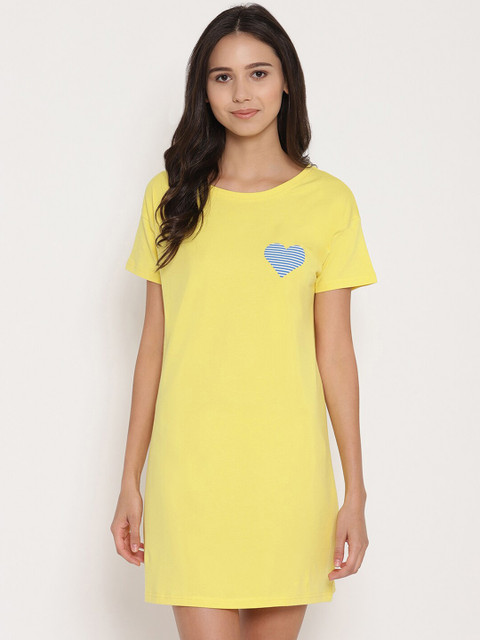 

COASTLAND Yellow Solid Nightdress