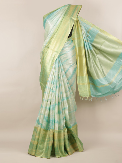 

Pothys Blue Striped Linen Blend Saree