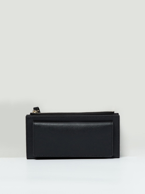 

max Women Black Solid Zip Around Wallet