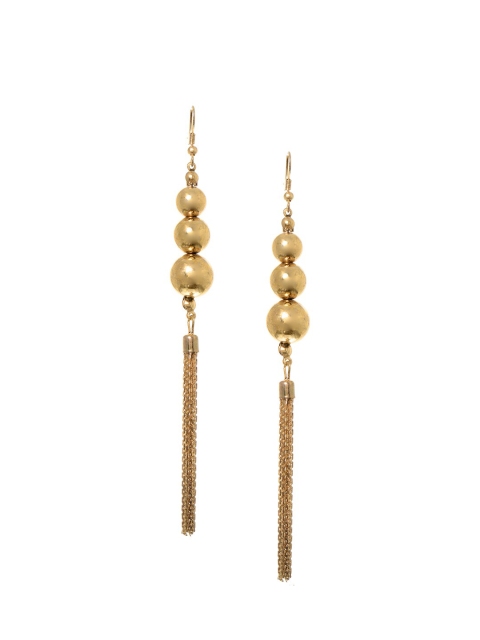 FabAlley Gold-Plated Teardrop Shaped Drop Earrings