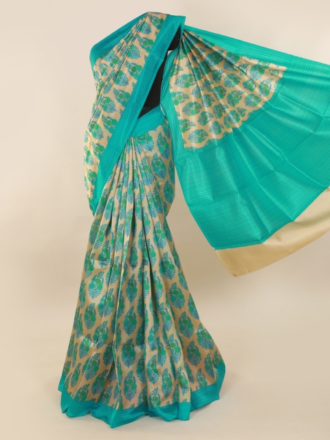

Pothys Green Pure Silk Printed Bagh Saree