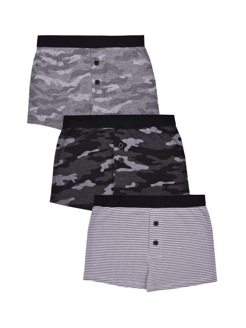 

Charm n Cherish Boys Pack Of 3 Printed Boxers BWBXO, Grey