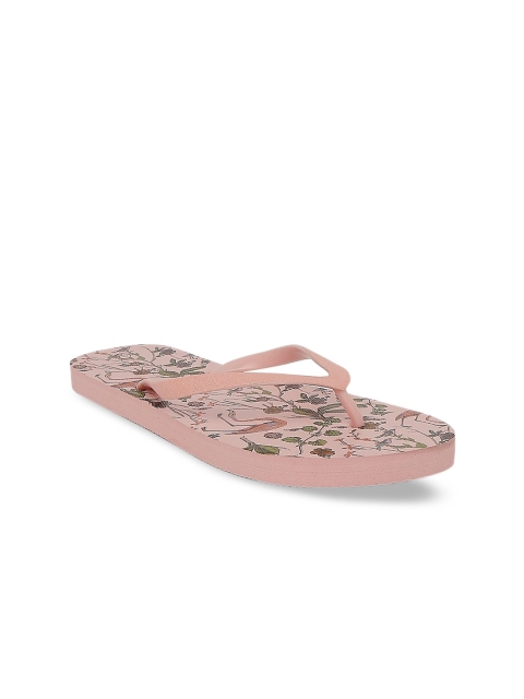 

Forever Glam by Pantaloons Women Pink & Green Printed Thong Flip-Flops