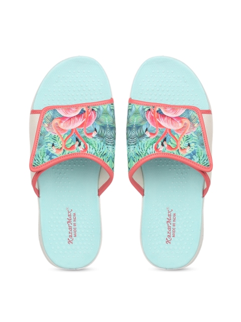 

KazarMax Girls Blue & Green Printed Sliders