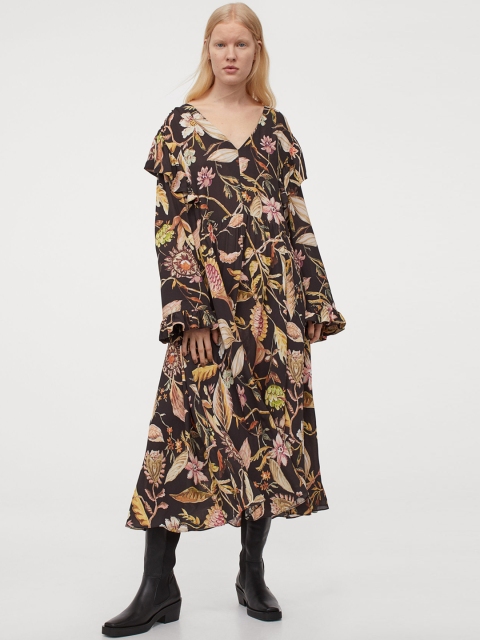 

H&M Women Multicolored Flounce-trimmed dress, Multi