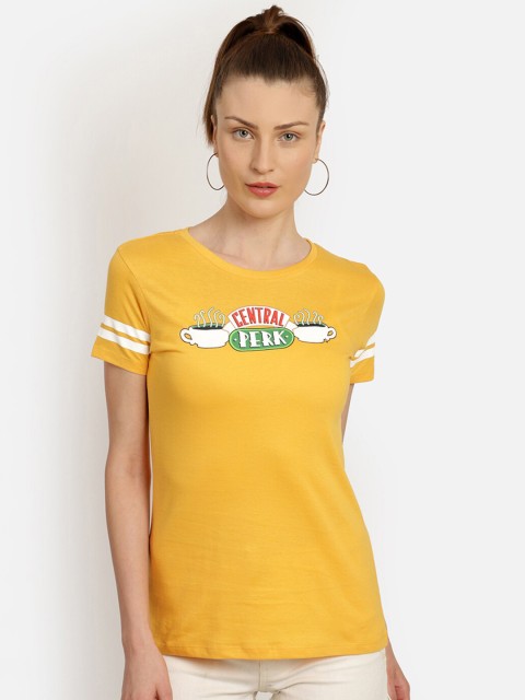 

Free Authority Women Yellow Friends Print Round Neck Pure Cotton T-shirt