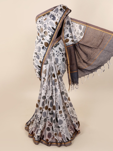 

Pothys Off-White Printed Pure Silk Saree