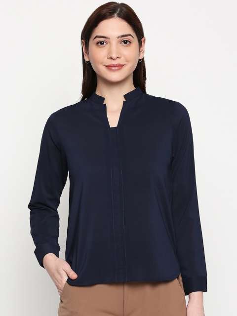 

inocenCia Navy Blue Mandarin Collar Top