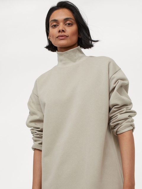 

H&M Women Beige & Grey Sweatshirt Dress