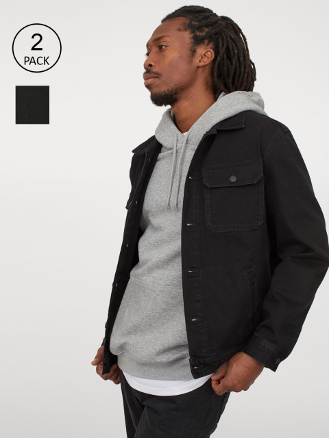 

H&M Men Pack of 2 Grey & Black Relaxed Fit Hoodies