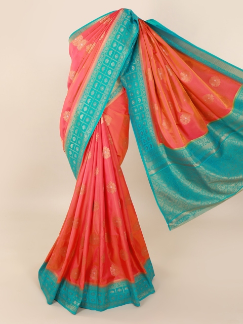 

Pothys Pink & Blue Pure Silk Woven Design Saree