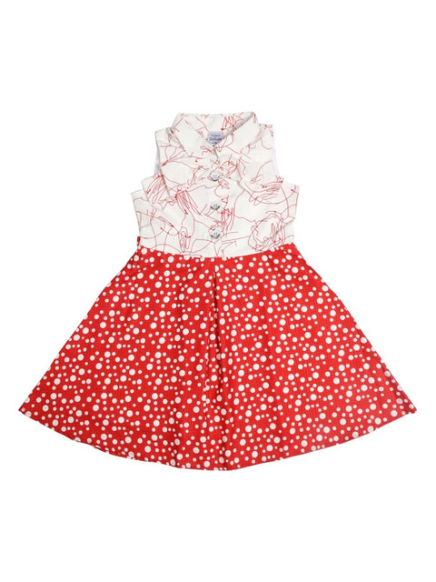 

Doodle Girls Red Printed Fit and Flare Dress