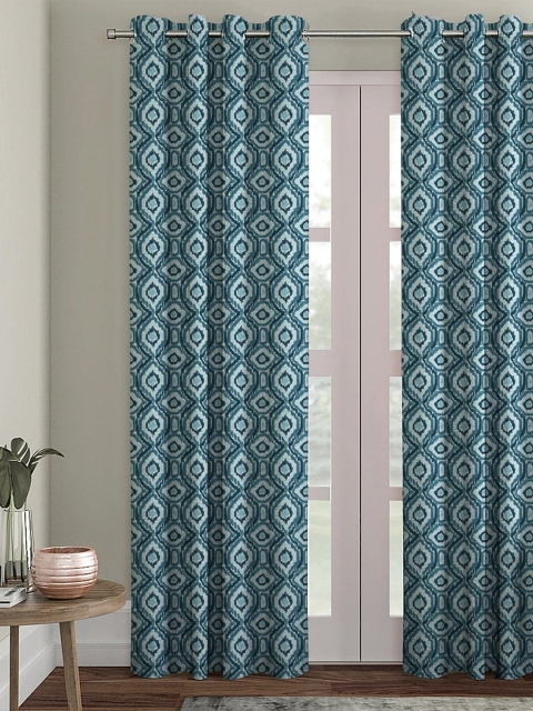 

HOUZZCODE Blue & White Single Black Out Curtain