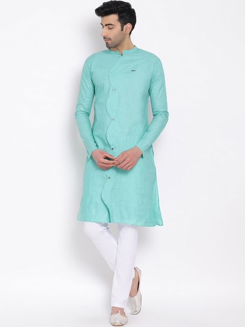 

DEVOILER Men Blue Solid Straight Kurta