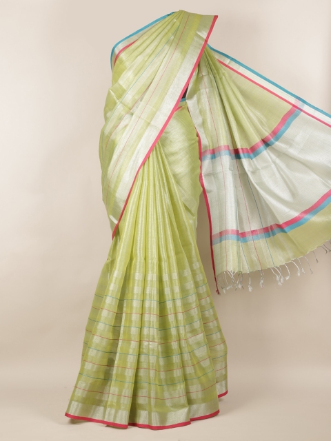 

Pothys Green Solid Linen Blend Saree