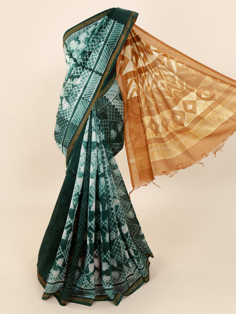 

Pothys Green Printed Pure Silk Saree