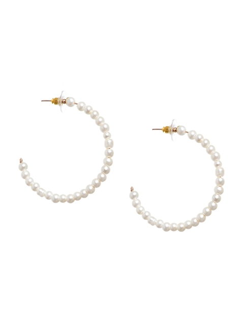 

FabAlley White Gold-Plated Circular Half Hoop Earrings