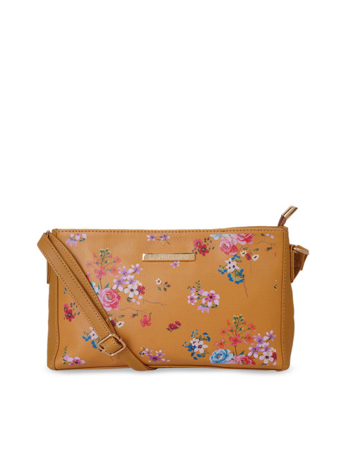 

Lapis O Lupo Mustard Yellow & Pink Printed Sling Bag