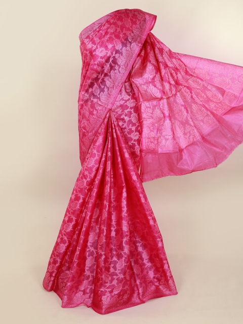 

Pothys Magenta Pure Silk Printed Tussar Saree
