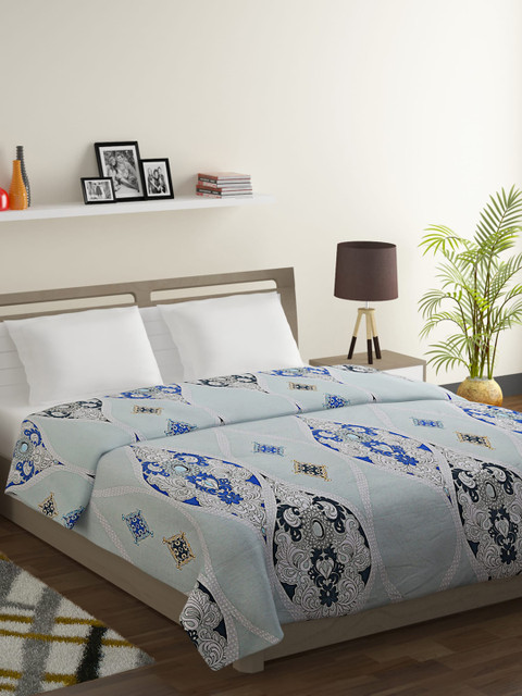 

SWAYAM Blue & Black Ethnic Motifs Mild Winter 150 GSM Double Bed Comforter