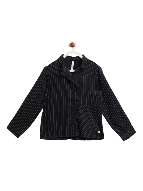 

Pepe Jeans Girls Navy Blue Regular Fit Striped Casual Shirt