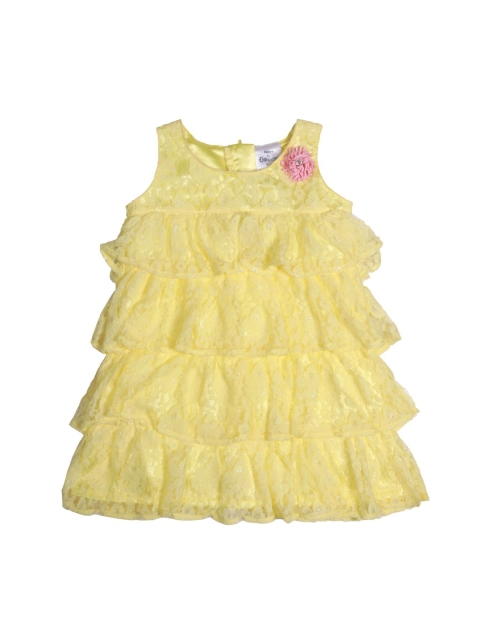 

Doodle Girls Yellow Self Design A-Line Dress